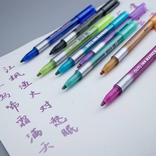 Punctuation BestDl creative double line pencil Outline pen colored hand frame doodle 8 color set marker pen Application Scenario