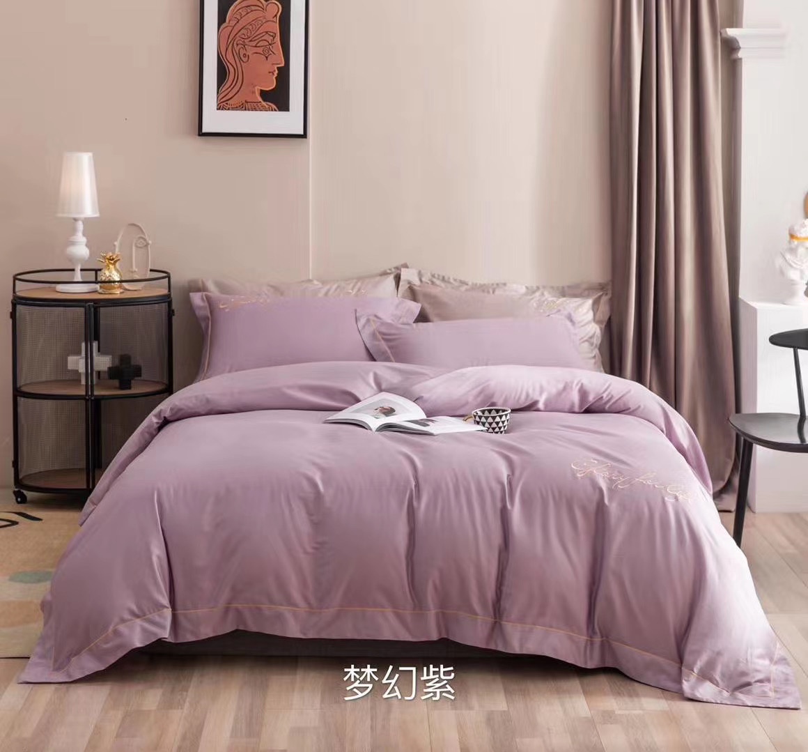 60-count long-staple cotton solid color 4-piece set, high-count all-cotton factory direct sales best-selling 4-piece set Application Scenario