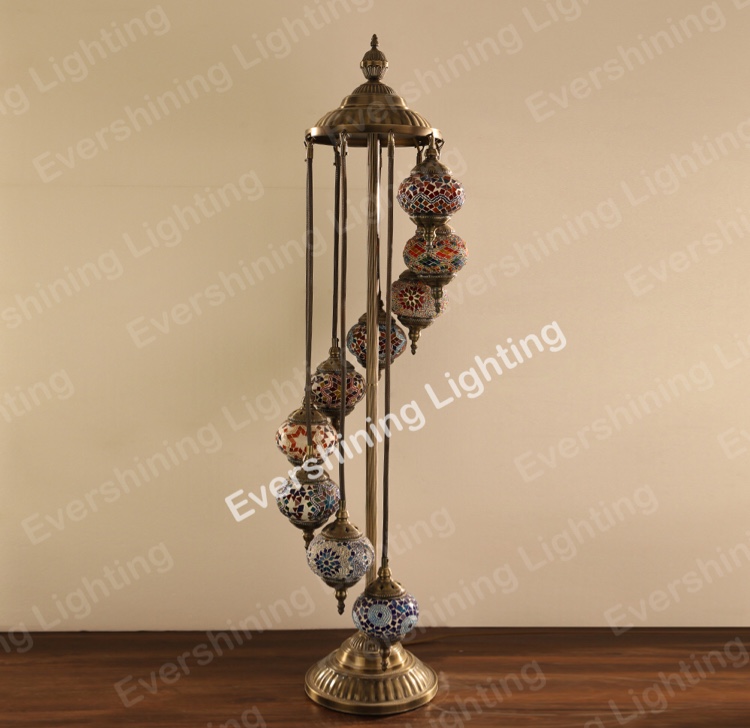 Nine Turkish Mosaic floor lamps and decorative lights details Picture
