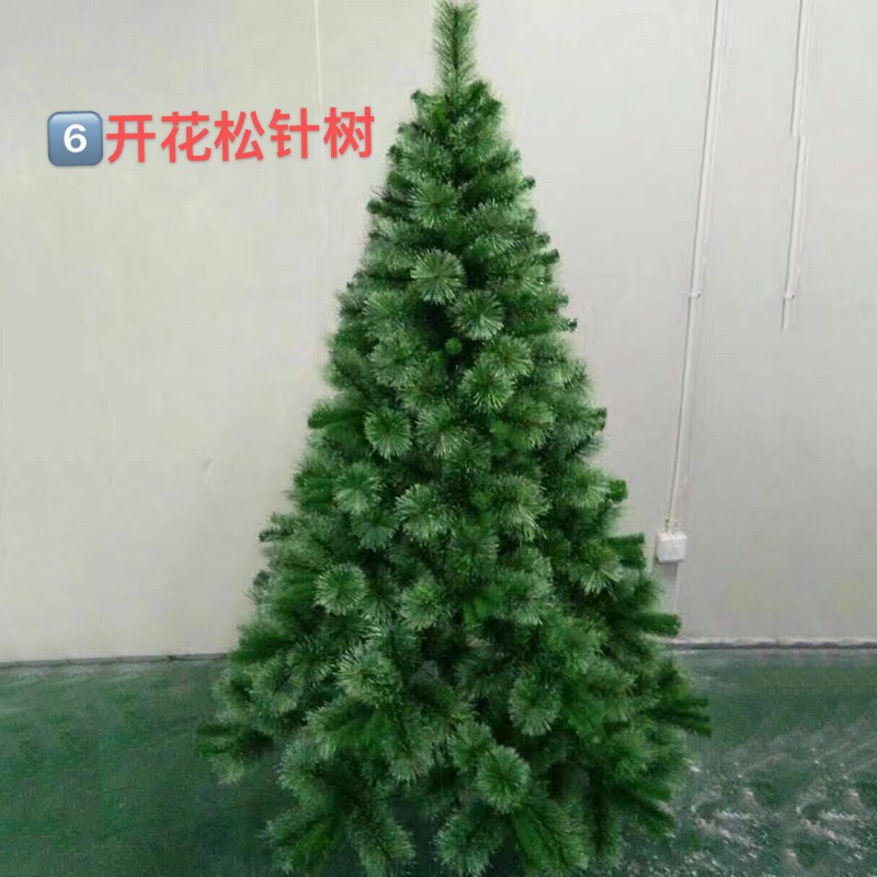 Yiyang Christmas Craft: 1.8-meter-tall flowering pine needle trees, 240 heads, iron feet, single tree packaging, gold powder Christmas supplies, festive decorations details Picture