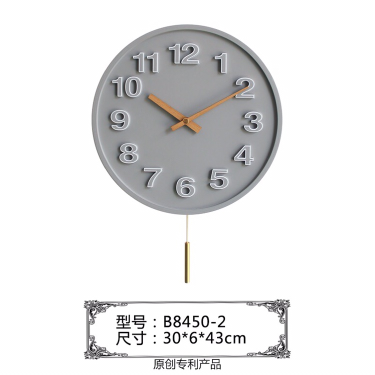 Wall-mounted clock, wall clock, simple and quiet living room and bedroom clock decoration, simple clock