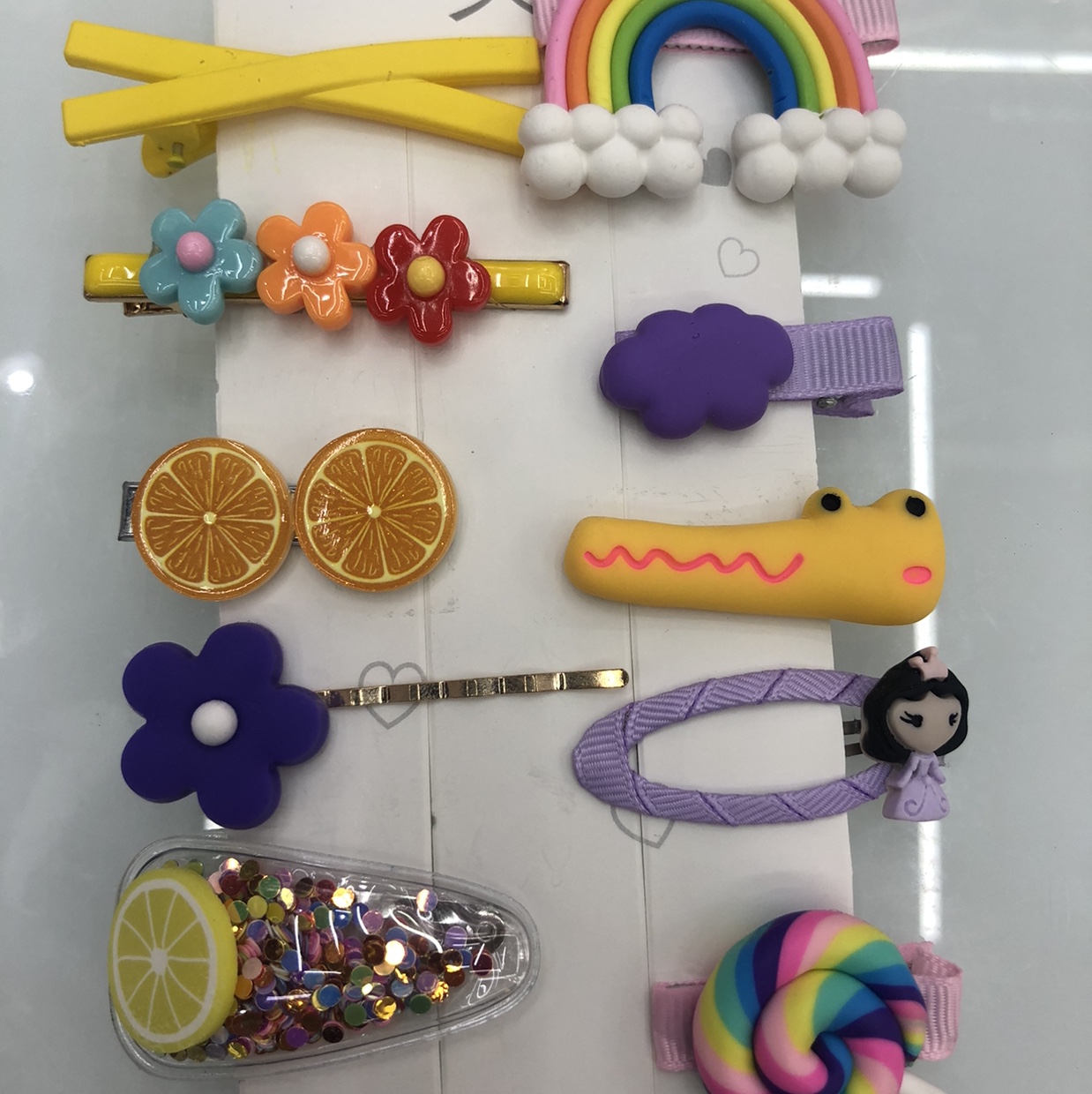 Colorful ten-piece set of children's hairpins, hair accessories, hair clips, girls' rainbow side clips, sea clips, cute Korean version details Picture