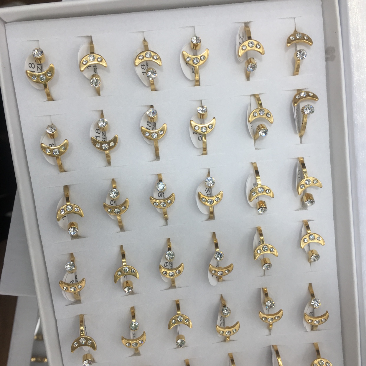月亮带钻开口戒指女款轻奢小众戒指批发