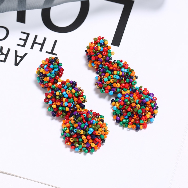 Handmade rice bead earrings. Cross-border e-commerce with a European and American style Application Scenario