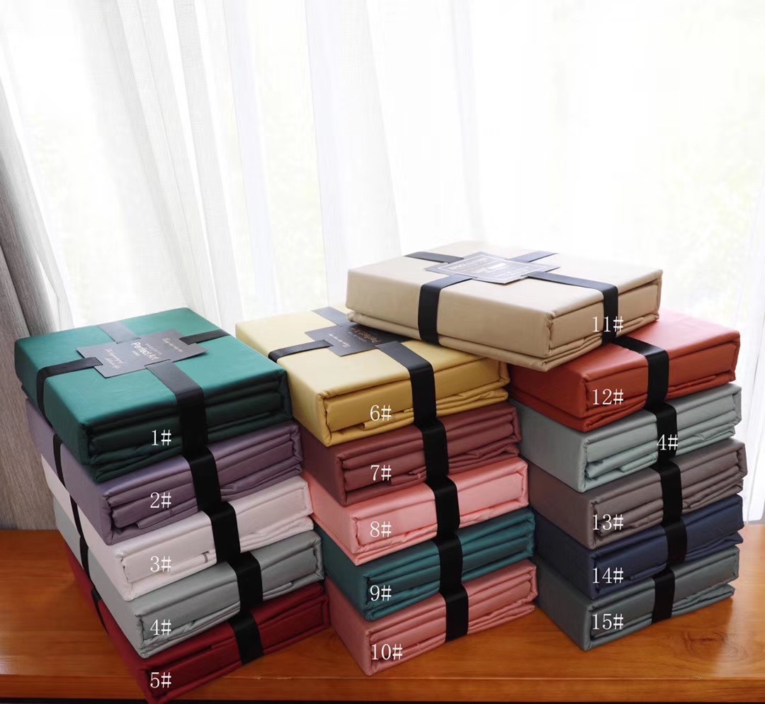 100-piece pure color long-staple cotton wide-edge process 4-piece set, high-end quality fabric soft, high cost performance!