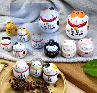 Creative Japanese Cat Tumbler Pendant ceramic cat tabletop decoration gift mini room decor