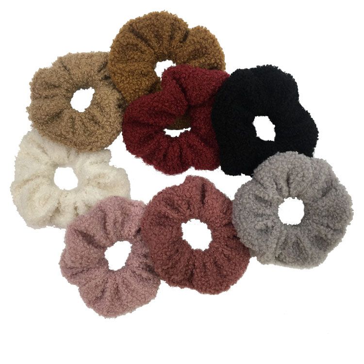 Autumn/winter style European, American, Japanese and Korean popular hair accessories small teddy hair ring soft warm temperament hair flowers ponytail hair accessories thumbnail
