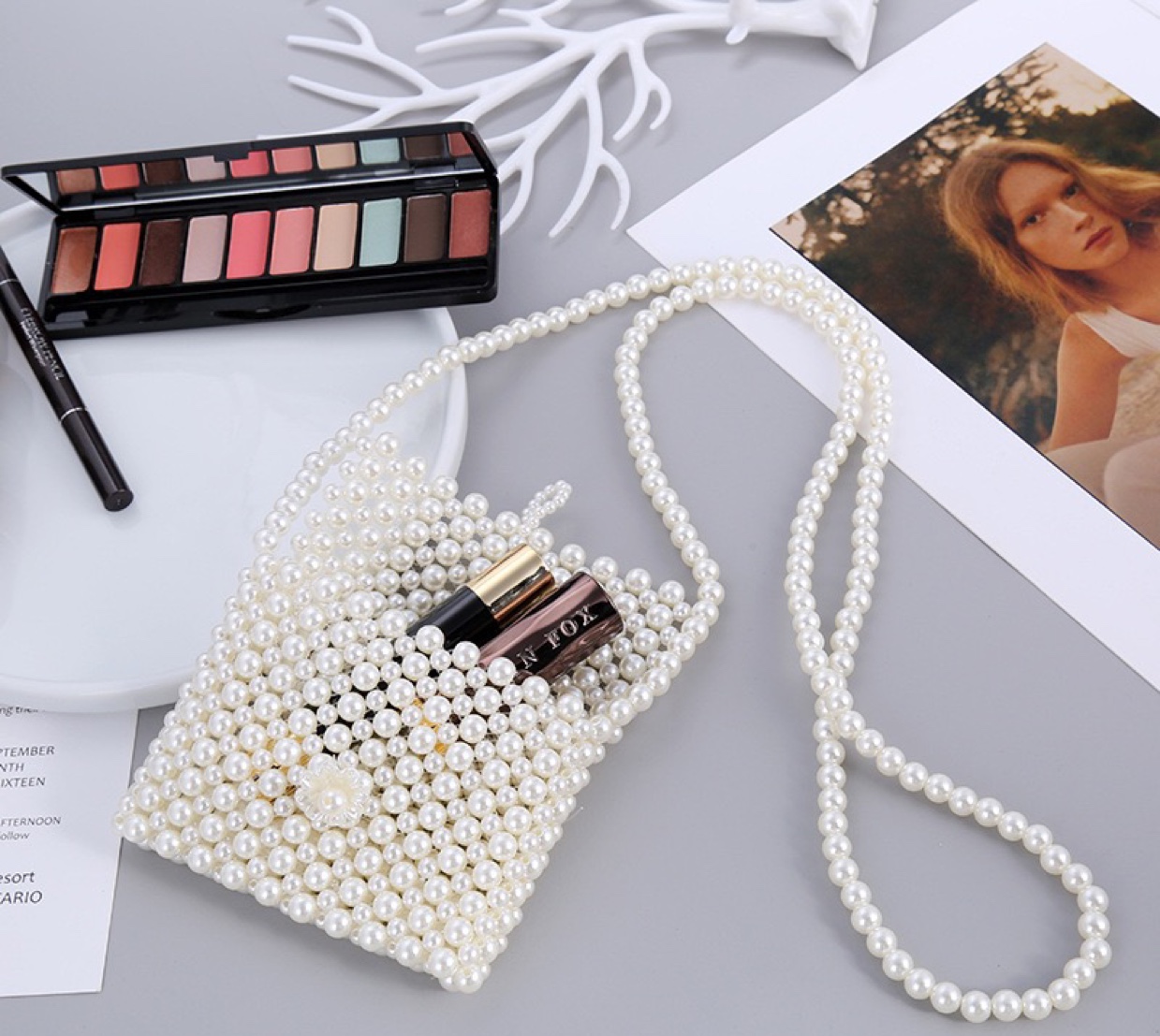 Web celebrity pearl bag female summer mini mobile phone bag ins beaded single shoulder bag diagonal cross fashionable small bag in stock thumbnail