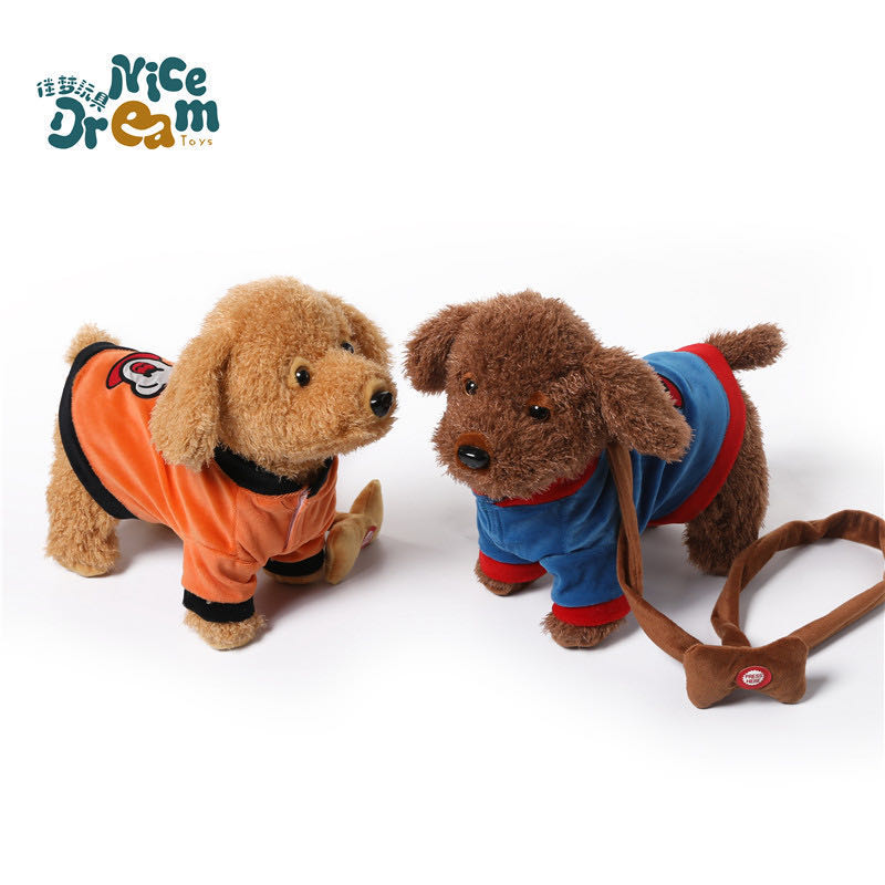 Wholesale of electric plush toy leashed walking dogs