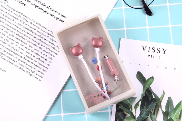 唐卡品牌入耳式带麦K-036电镀工艺高档小熊耳麦现货支持混批耳机详情图5