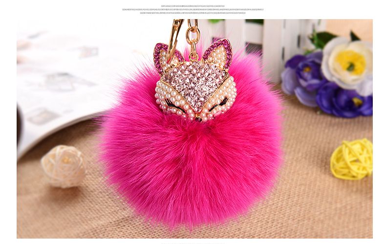 Undertake Foreign Trade Orders Bag Keychain Pendant Hanging Decoration Plush Rhinester Fox Fur Ball Car Key Chain undefined