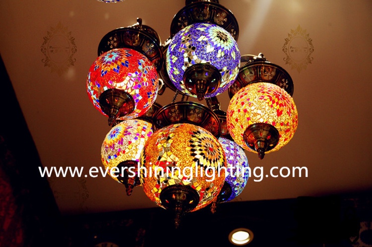 Turkish Mosaic chandelier decorative lamp flat ball