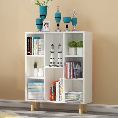 Simple bookcase Wooden storage cabinet Nordic solid wood multi-functional bedroom storage cabinet A27A