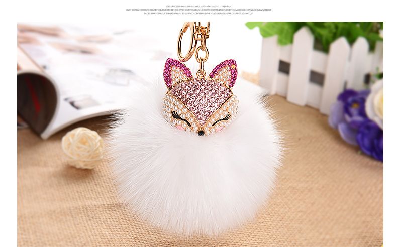 Undertake Foreign Trade Orders Bag Keychain Pendant Hanging Decoration Plush Rhinester Fox Fur Ball Car Key Chain undefined