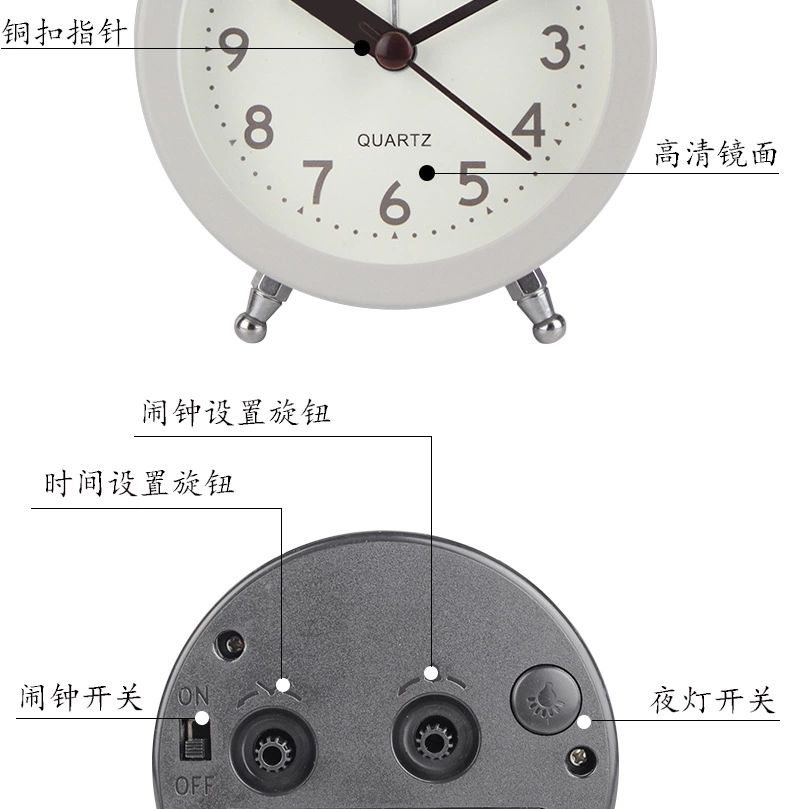 Hanlin Time Creative New Product: Simple and personalized decorative clock, 3-inch round metal silent scanning bell detail image 5
