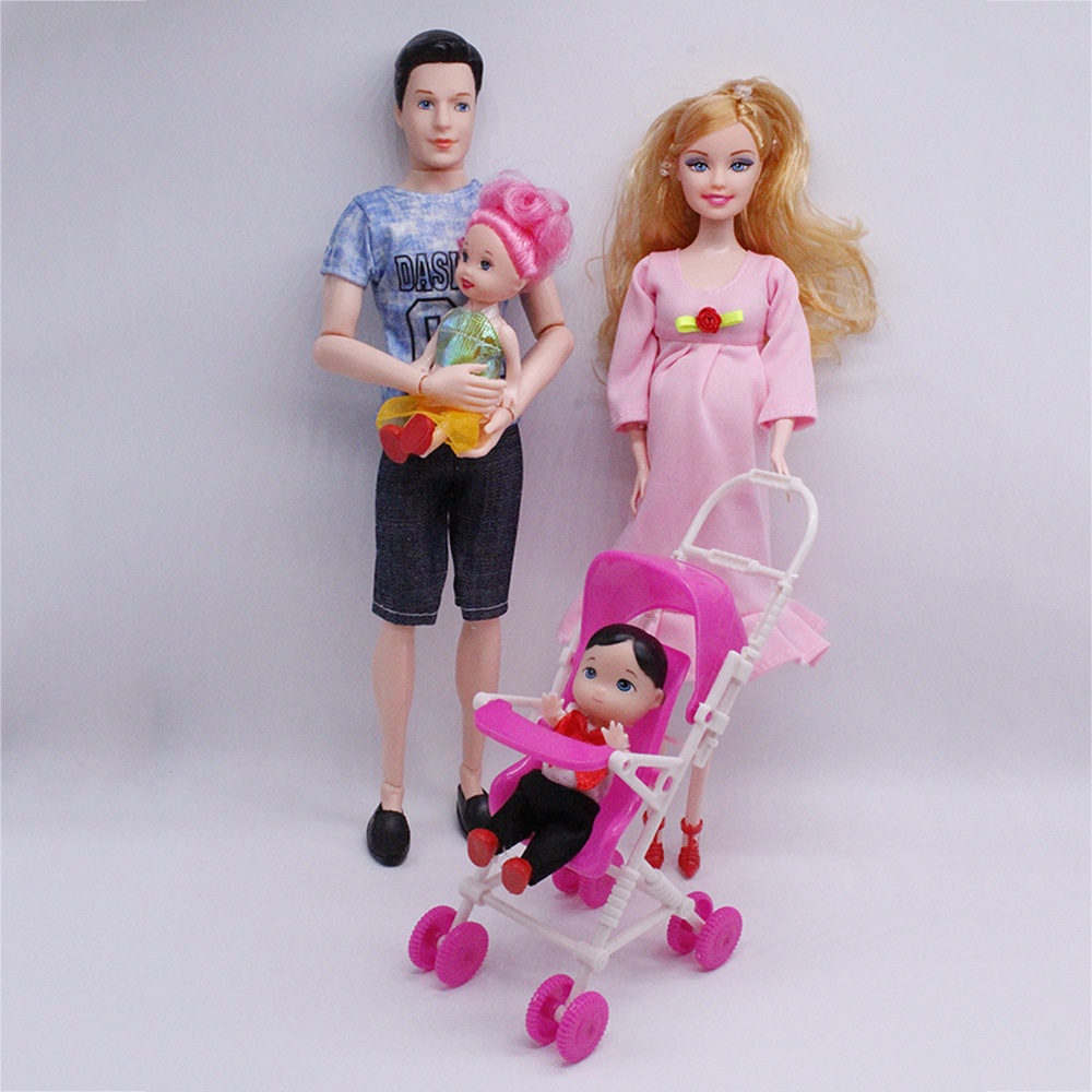 Barbie doll, big belly doll, family set for a family of five girls, children's toy gift set
