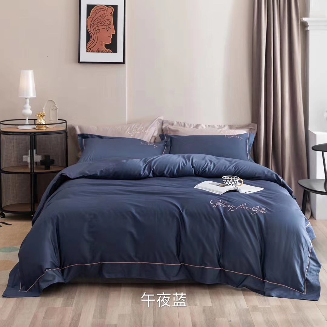 60支长绒棉纯色4件套高支全棉厂家直销爆款四件套