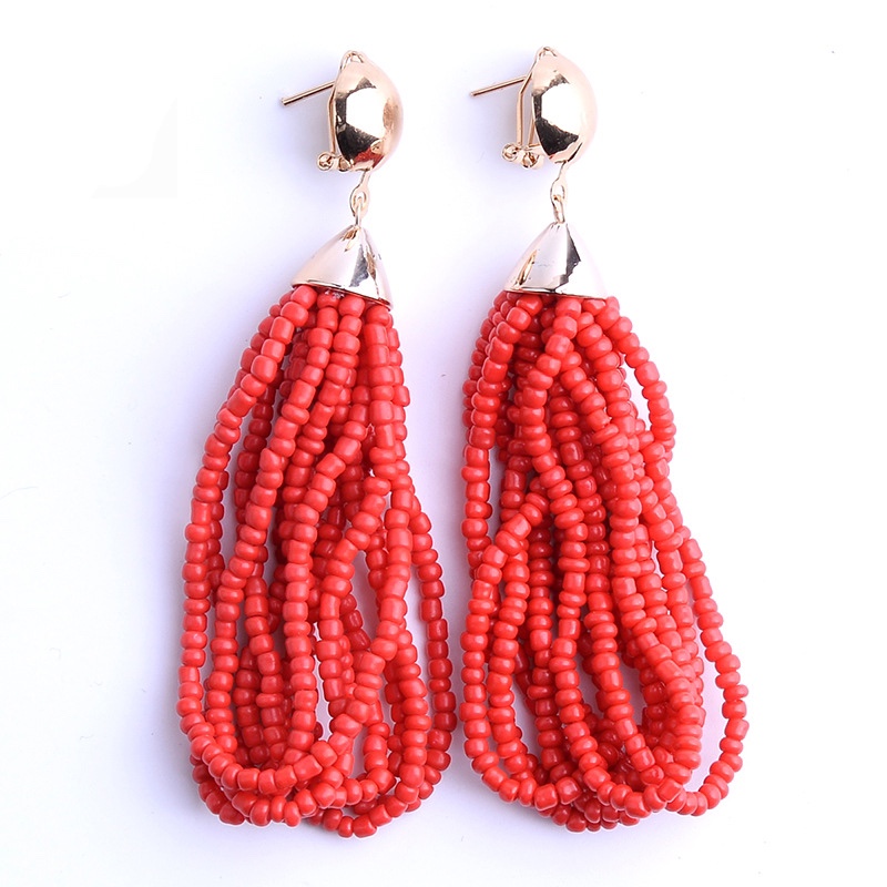Handmade rice bead earrings details Picture