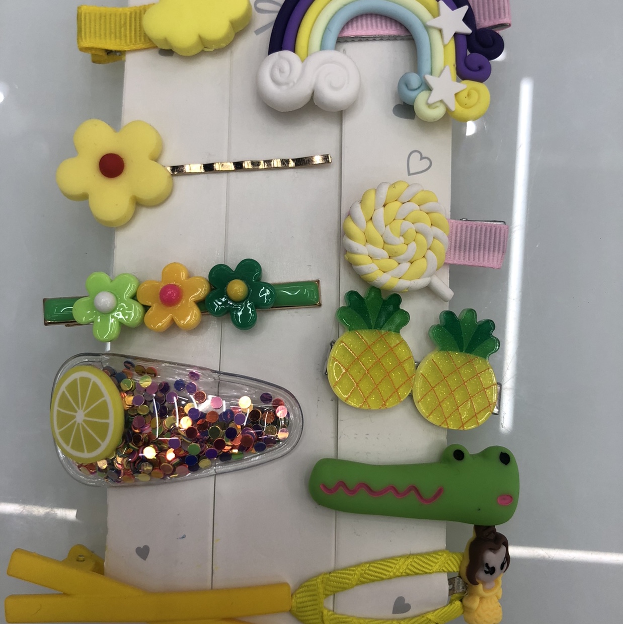 Colorful ten-piece set of children's hairpins, hair accessories, hair clips, girls' rainbow side clips, sea clips, cute Korean version Specification image