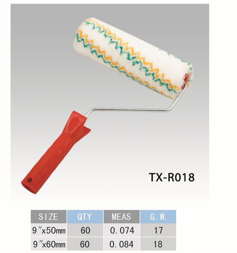 Yellow green stripe roller brush 9" red plastic handle manufacturers direct quality assurance quantity and price are welcome to buy thumbnail