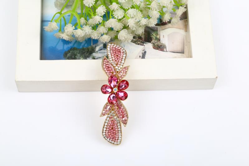 Ting Xuan Jewelry Headdress Alloy With Diamond Stylish Leaf Edge 8 Cm Cross Clip Hairpin Pin 002