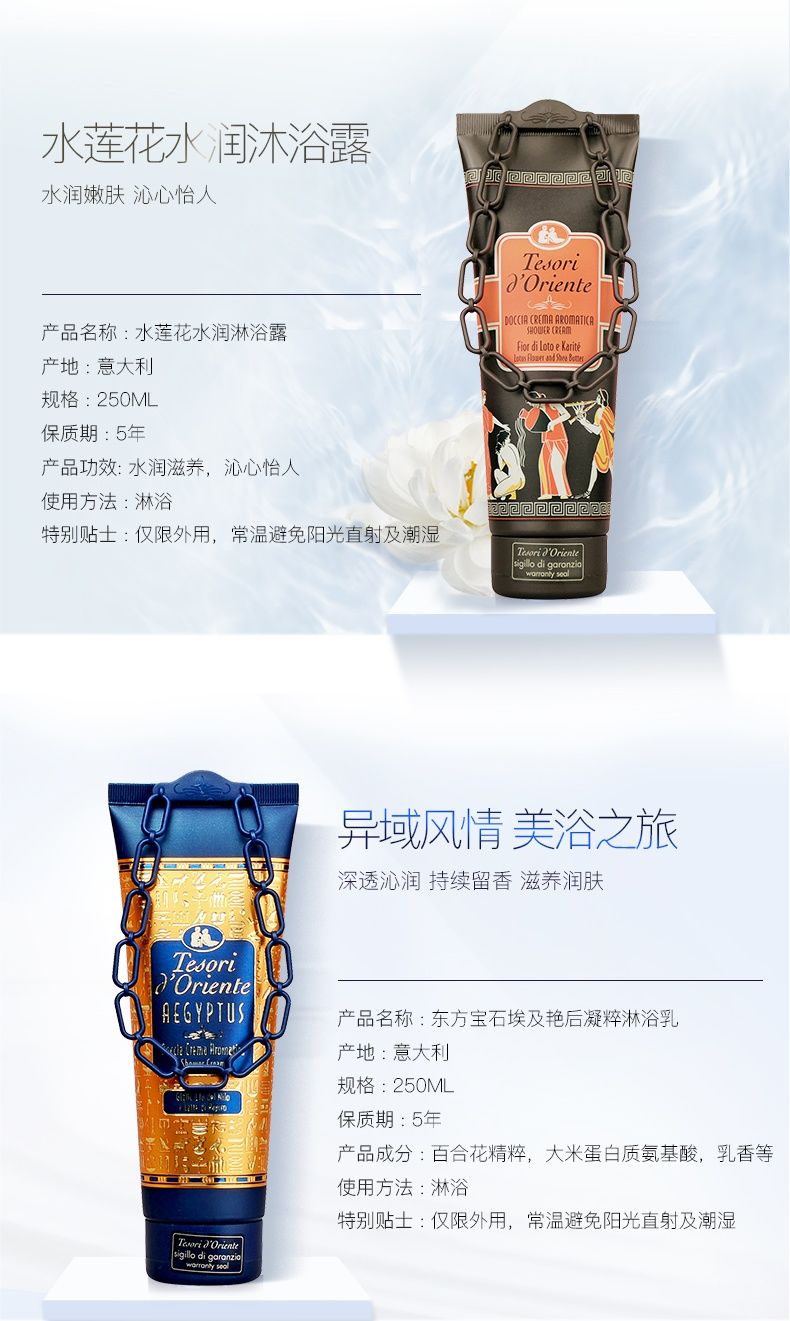 意大利进口 东方宝石 埃及艳后/水莲花/白麝香 洗护4件套装四件套详情14
