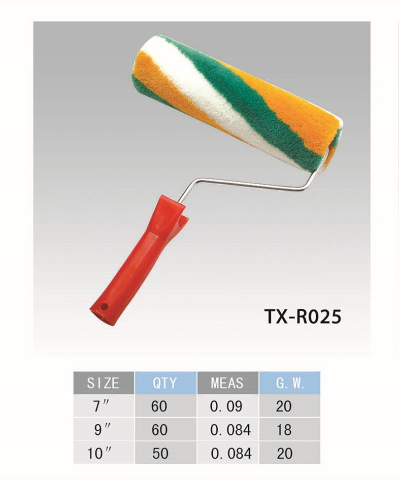 Yellow green stripe roller brush 7"9"10" red plastic handle manufacturer direct quality assurance quantity large price thumbnail