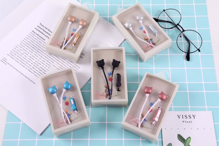 唐卡品牌入耳式带麦K-036电镀工艺高档小熊耳麦现货支持混批耳机详情图1