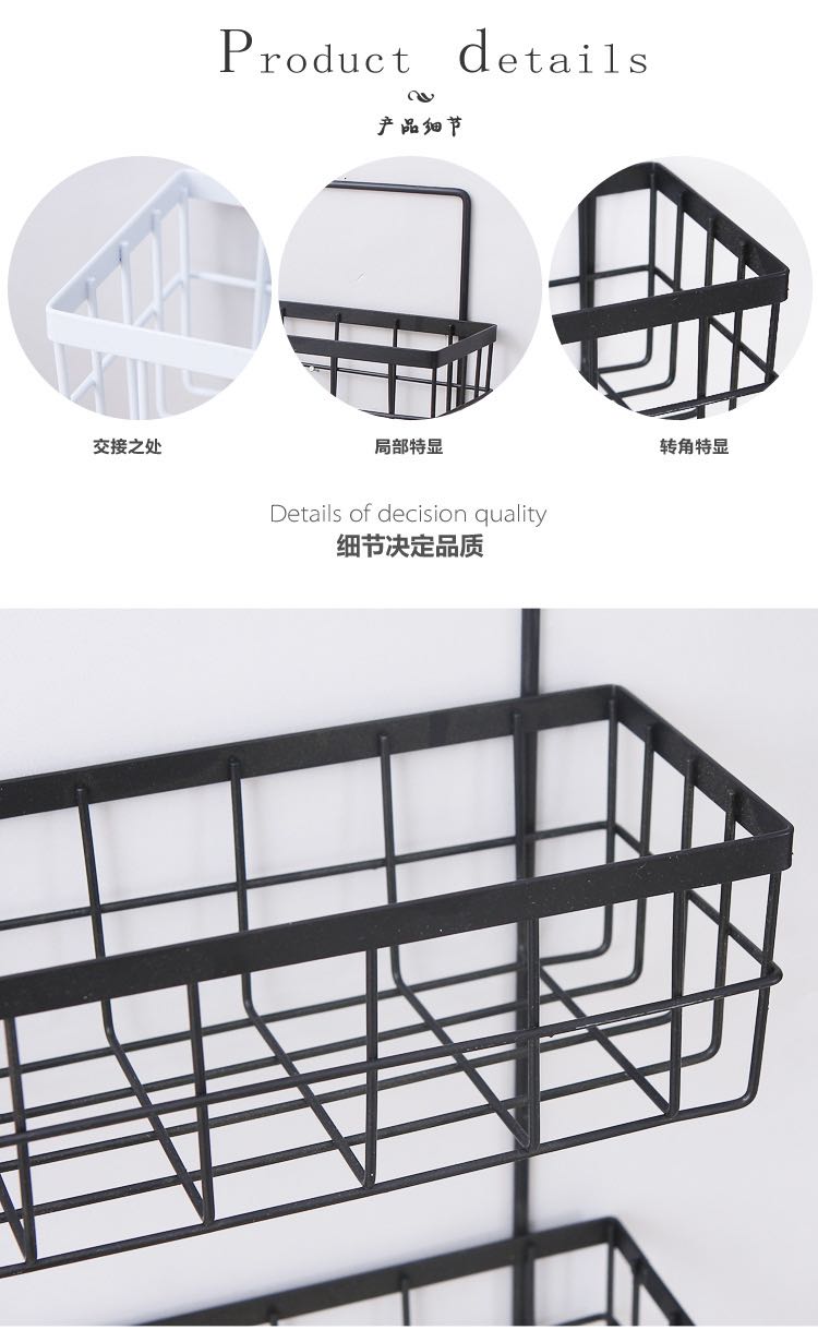 卫生间墙上双层免打孔厕所浴室收纳架洗漱台铁艺收纳架A796详情图9