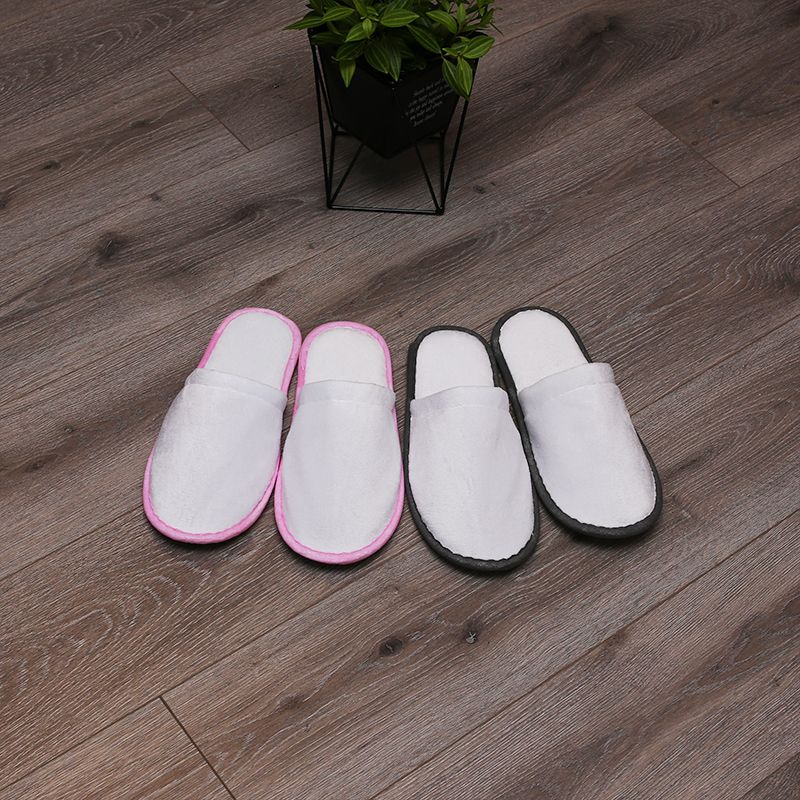 Hotel disposable slippers imitation cut velvet men and women's star hotel disposable slippers custom logo