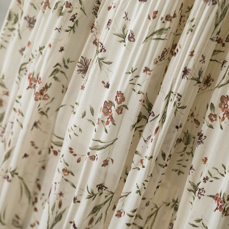 Floral print skirt for women 2020 summer, thin chiffon A-line skirt, high-waisted mid-length skirt with pleats and large swing detail image 16