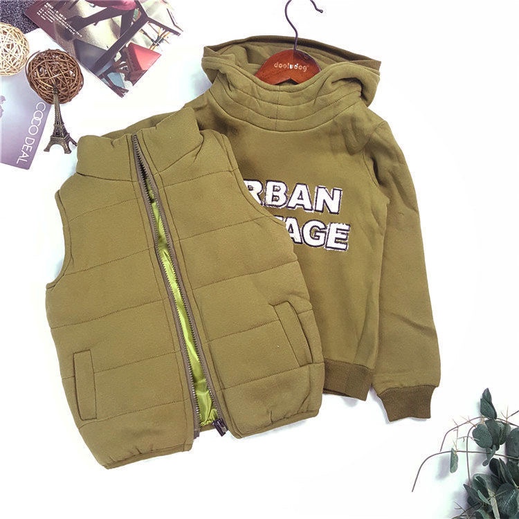 Japanese and American style foreign trade original single shear standard hoodie sports casual with velvet vest for children thumbnail