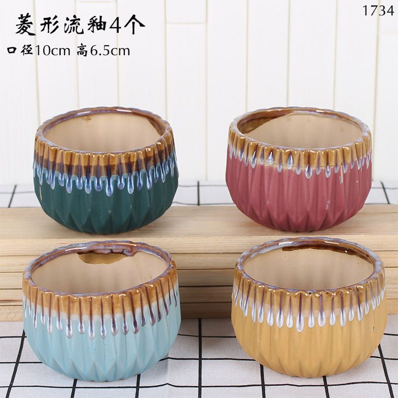 Succulent flowerpots, garden ceramic mini new items, creative rough pottery retro home new products, porcelain jars and POTS 5# detail image 1