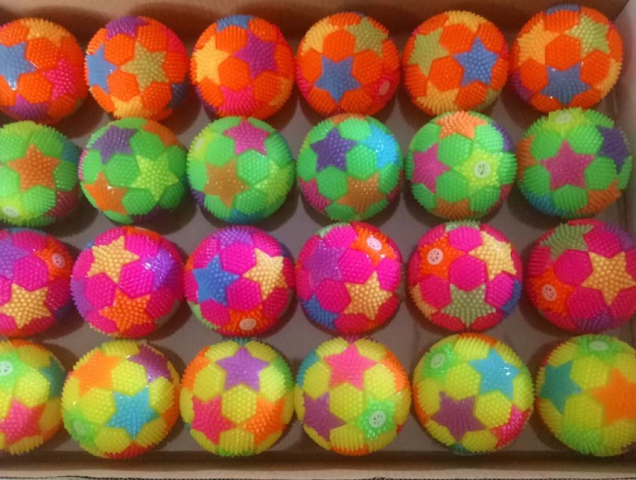 闪光发声五角星星星卡通图案球叫叫球哨子球闪光发光玩具益智玩具细节图