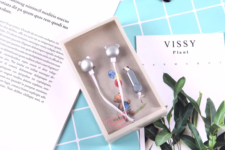 唐卡品牌入耳式带麦K-036电镀工艺高档小熊耳麦现货支持混批耳机详情图4