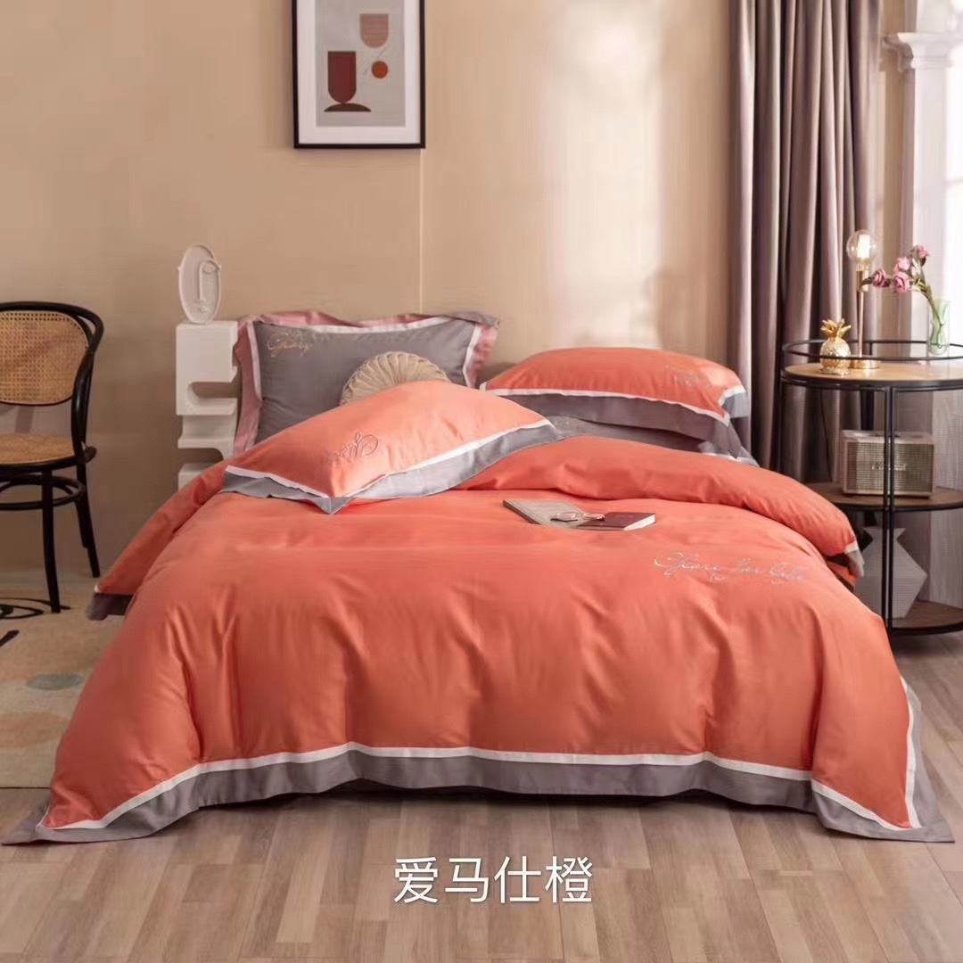 Factory direct sales of 60-count long-staple cotton solid color double-piece 4-piece set