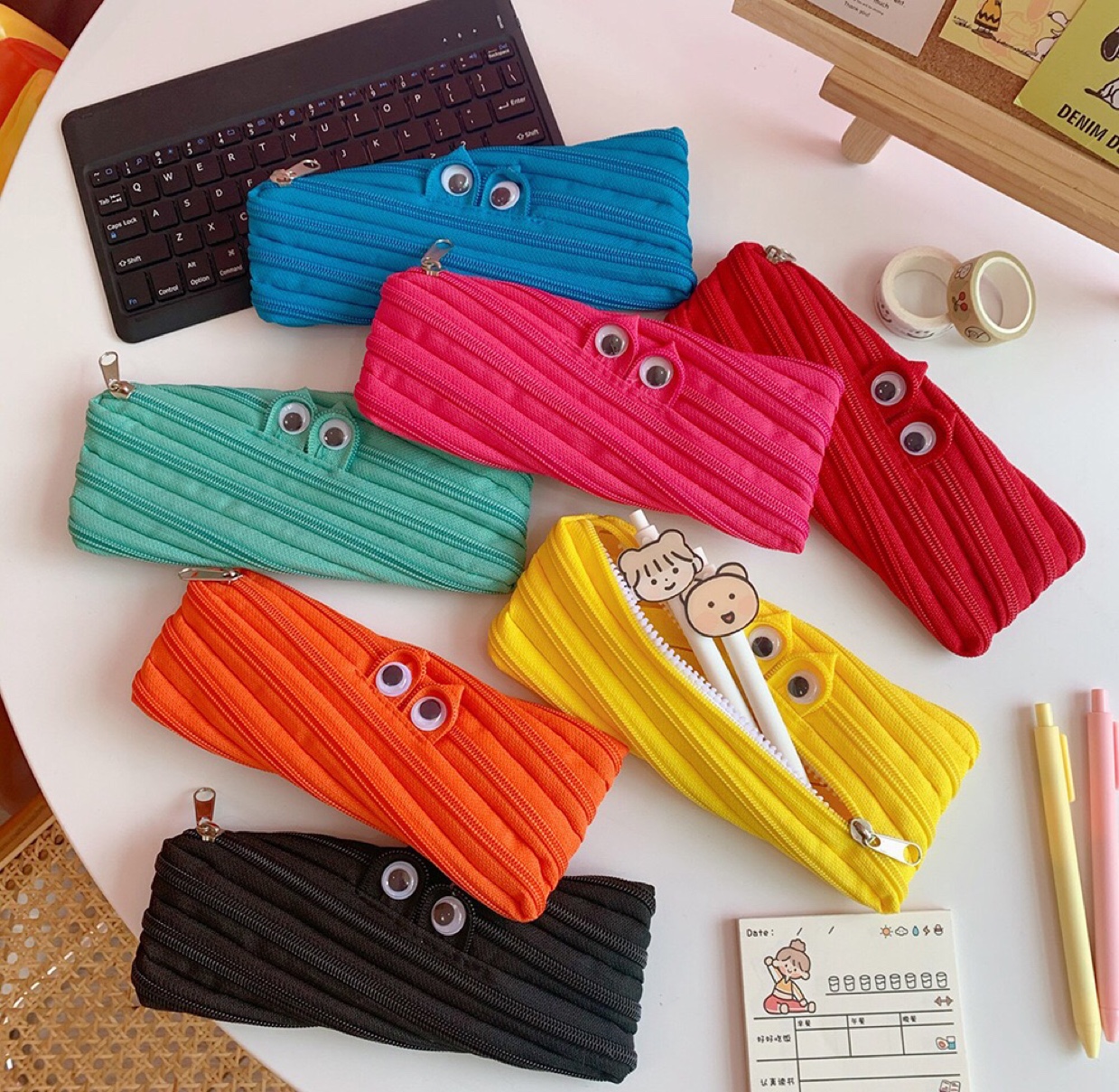 韩国创意文具简约可爱怪兽拉链包动物款吳佩慈同款零钱包笔袋