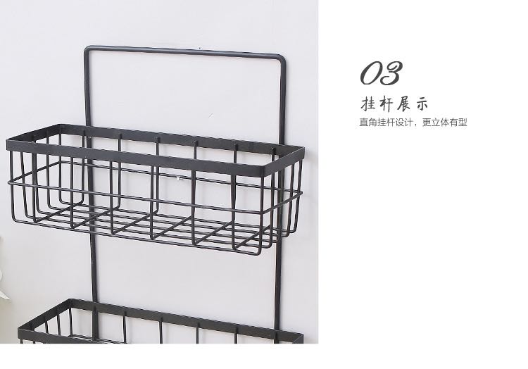 卫生间墙上双层免打孔厕所浴室收纳架洗漱台铁艺收纳架A796详情图8