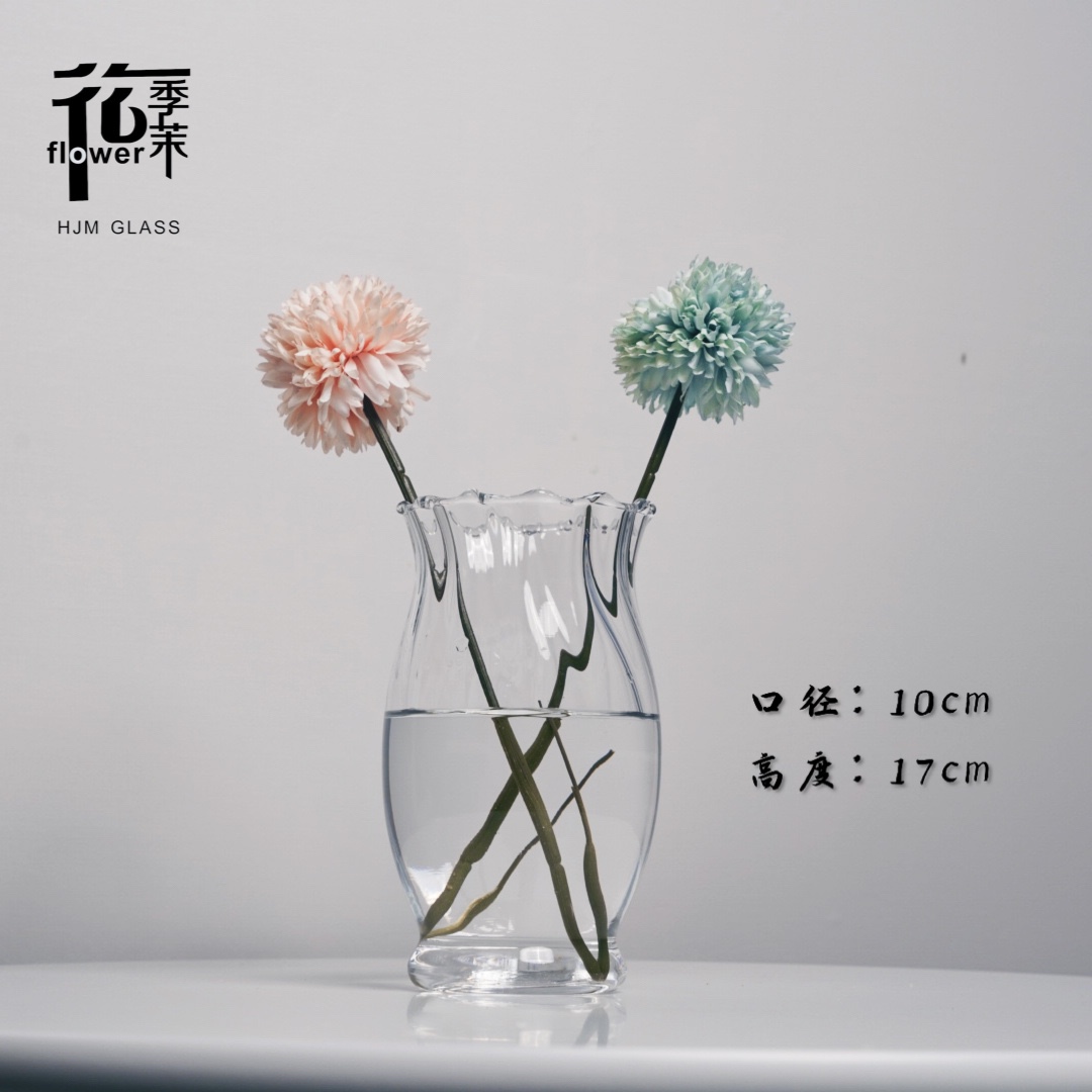 Factory wholesale: Simple and fresh, lace small fish tanks, striped glass vases, hydroponic flower vases, water-grown green baskets, plant dining tables, and bathroom decorative items details Picture