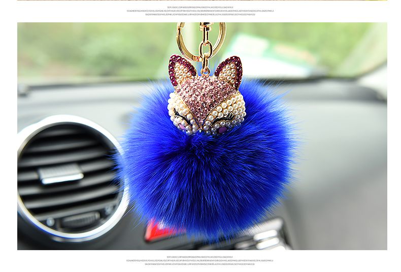 Undertake Foreign Trade Orders Bag Keychain Pendant Hanging Decoration Plush Rhinester Fox Fur Ball Car Key Chain undefined