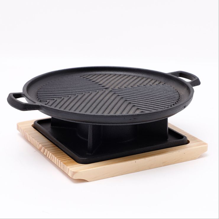 Korean stripe round barbecue steak non-stick barbecue plate portable outdoor teppanyaki