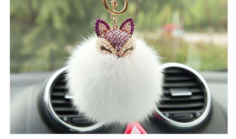 Undertake Foreign Trade Orders Bag Keychain Pendant Hanging Decoration Plush Rhinester Fox Fur Ball Car Key Chain undefined