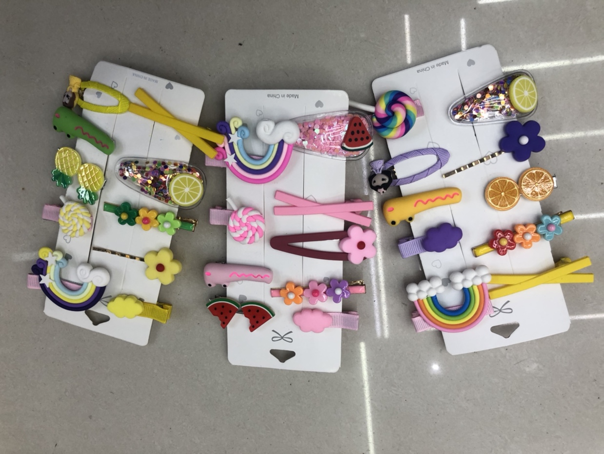 彩色系十件套儿童发夹发饰发卡女童彩虹边夹流海夹可爱韩版