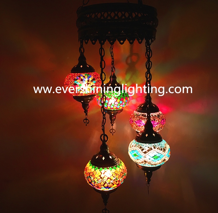 Turkish Mosaic chandelier decorative light 5-head chandelier