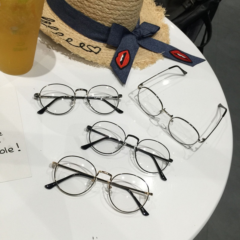 复古学院风金丝边框平光镜可配近视眼镜kuangq产品图