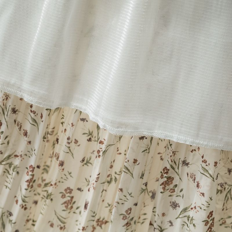 Floral print skirt for women 2020 summer, thin chiffon A-line skirt, high-waisted mid-length skirt with pleats and large swing Application Scenario