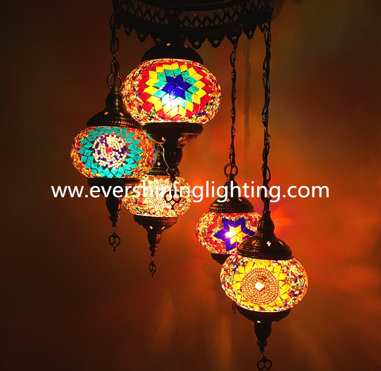 Turkish Mosaic chandelier decorative light 5-head chandelier Specification image
