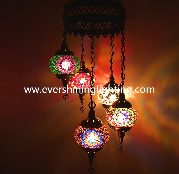 Turkish Mosaic chandelier decorative light 5-head chandelier Application Scenario