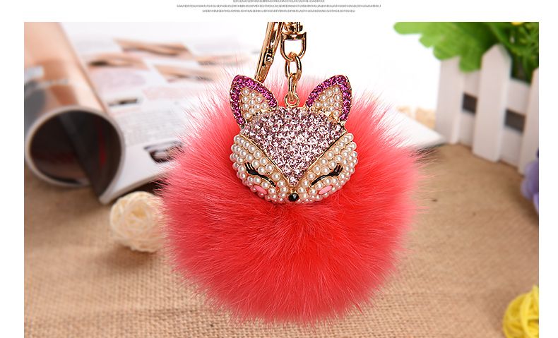 Undertake Foreign Trade Orders Bag Keychain Pendant Hanging Decoration Plush Rhinester Fox Fur Ball Car Key Chain undefined