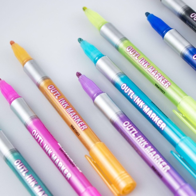 Punctuation BestDl creative double line pencil Outline pen colored hand frame doodle 8 color set marker pen Specification drawing